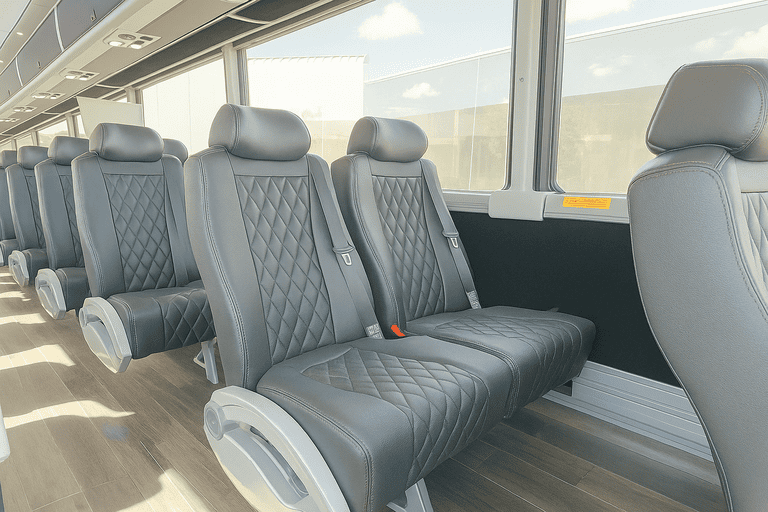 interior of Brockton Minibus Company charter bus