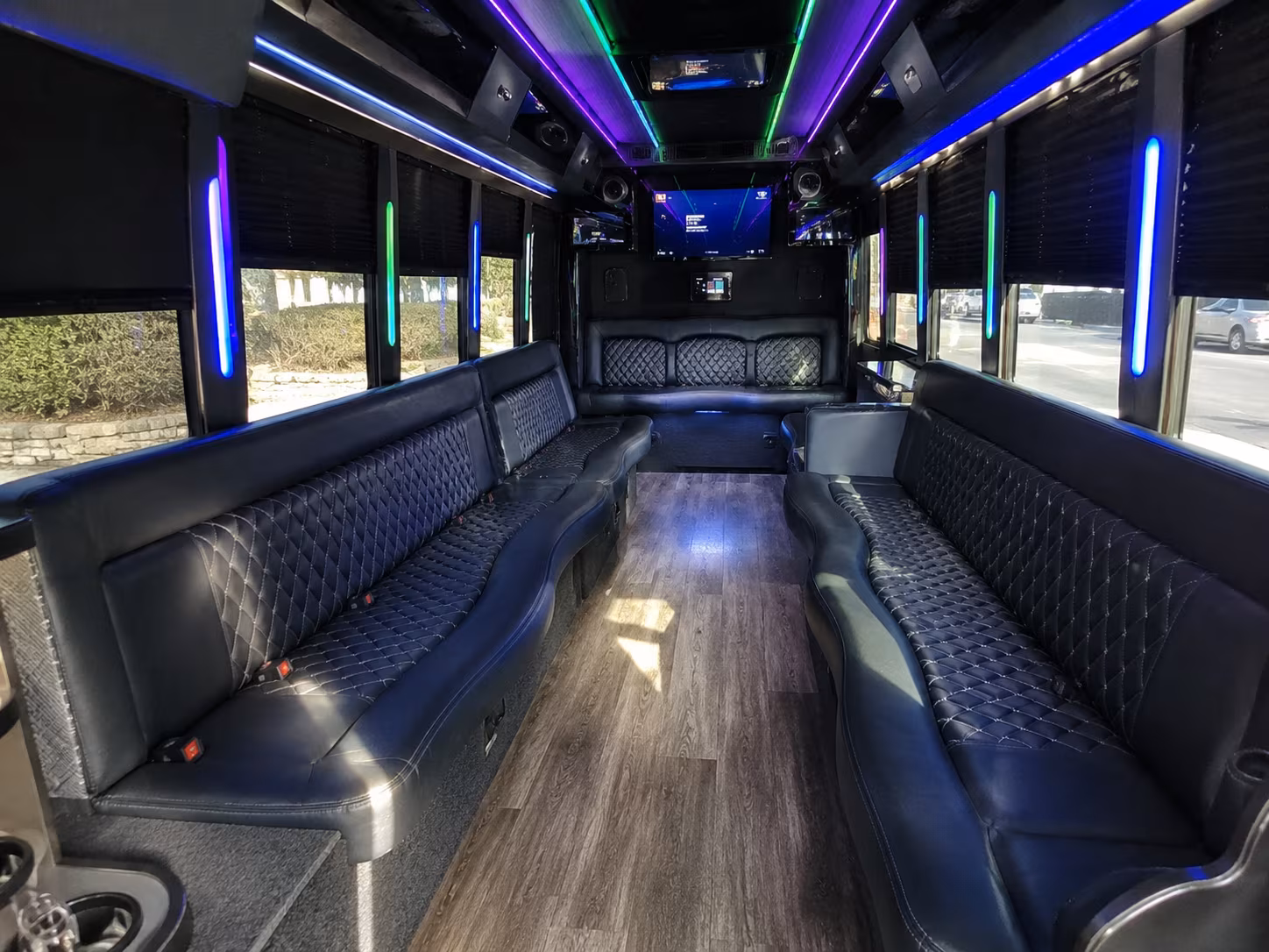 brockton 15 passenger party bus interior