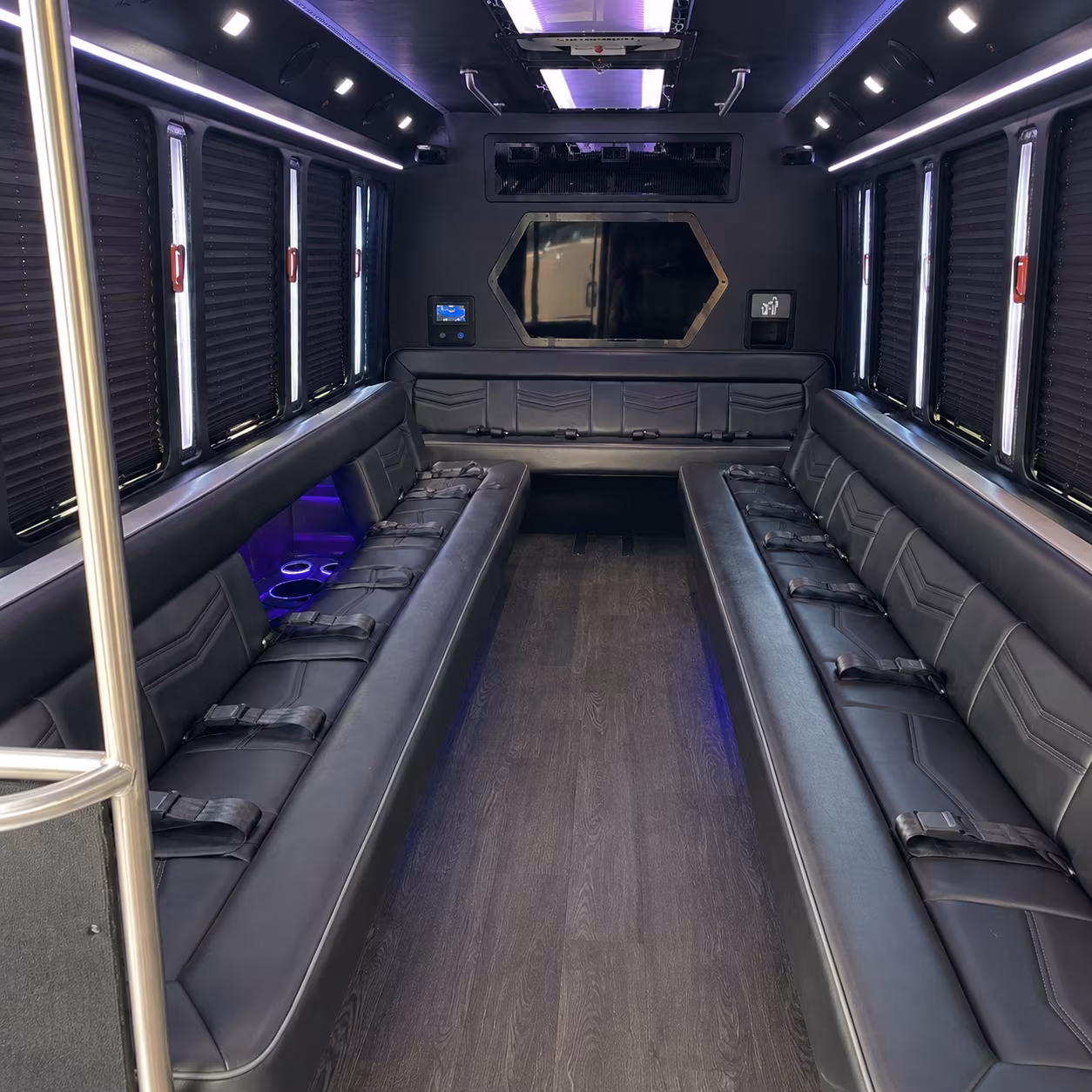 brockton 18 passenger party bus interior