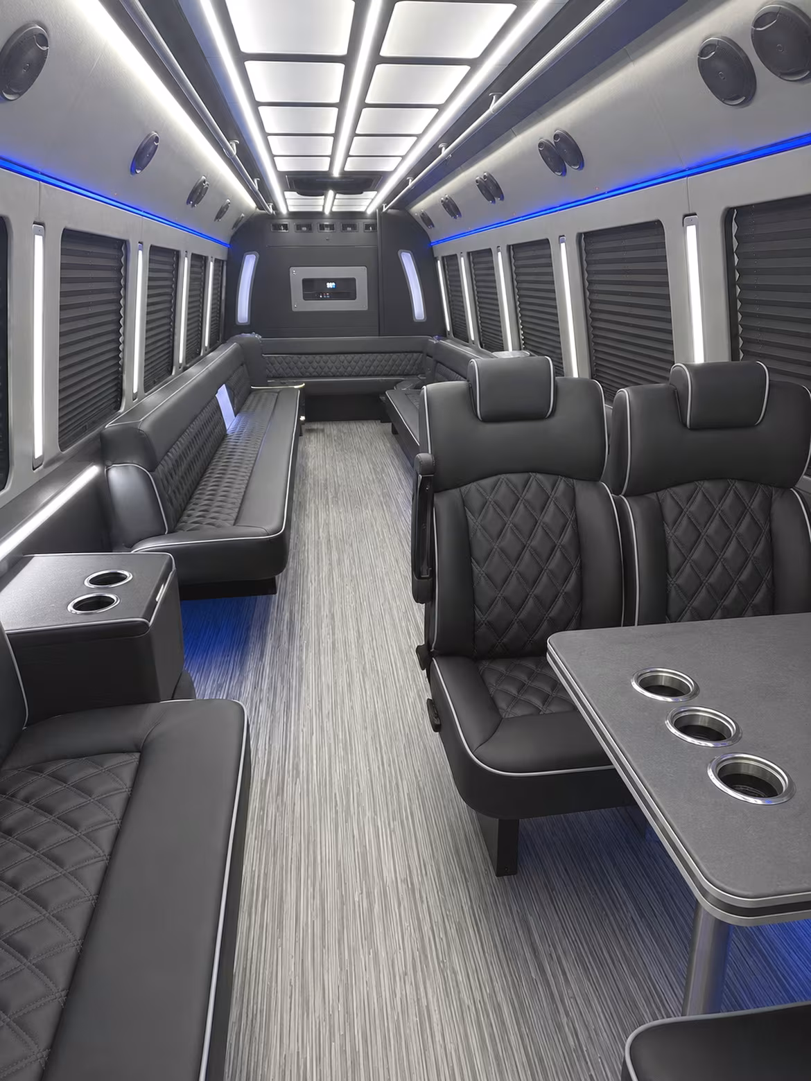 brockton 25 passenger party bus inside