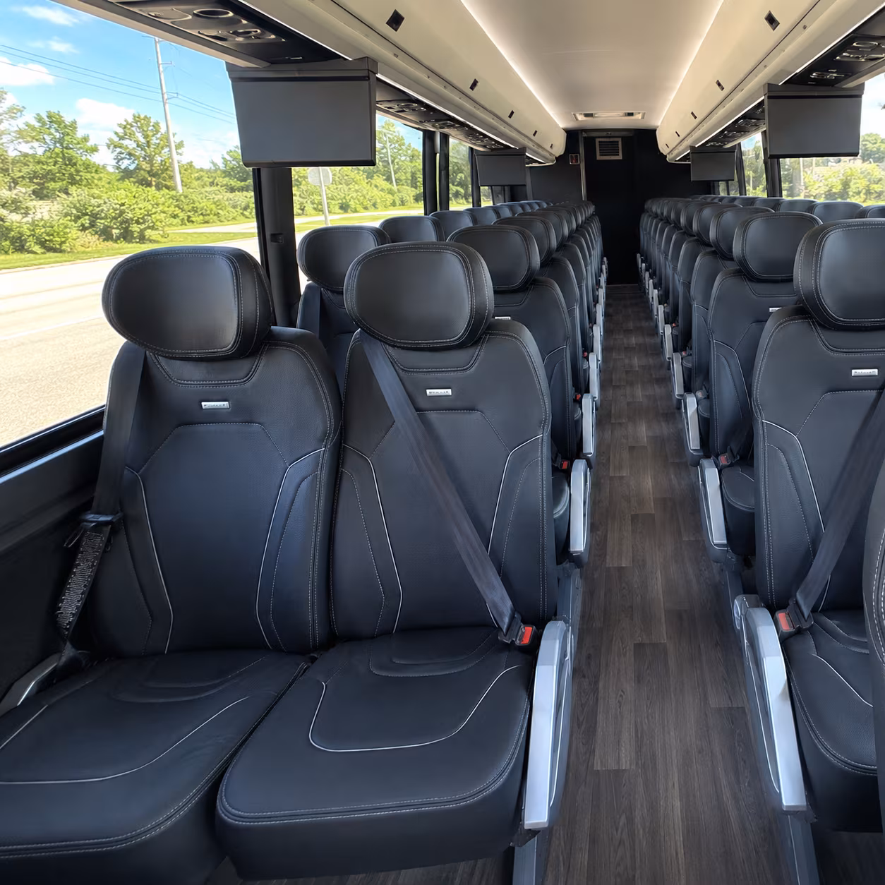 brockton 47 passenger charter bus inside