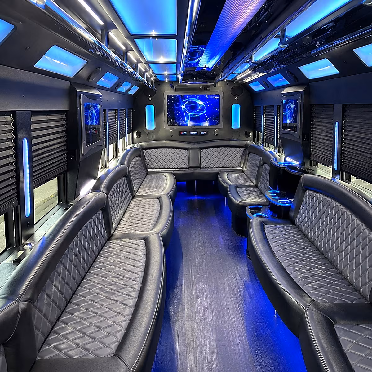 brockton 50 passenger party bus interior